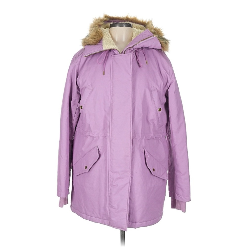 J. Crew Perfect Winter Parka - Purple Hooded Puffer Coat